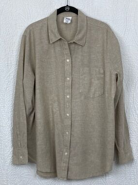 Gap The Easy Shirt Linen Blend Women’s Button Down Sz Large